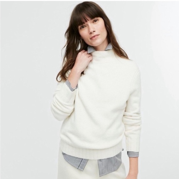 J. Crew Point Sur Supersoft Yarn Mock Neck Knit Sweater Neutral Cream - Picture 1 of 7